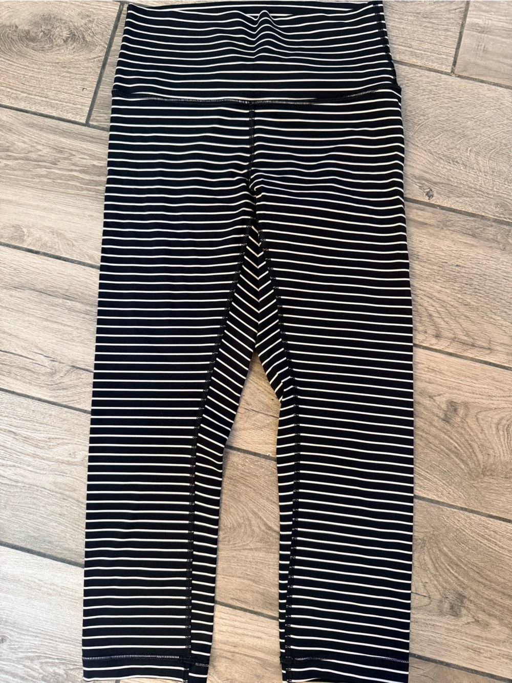 lululemon athletica Wunder Under Black and White Striped High-Rise Leggings